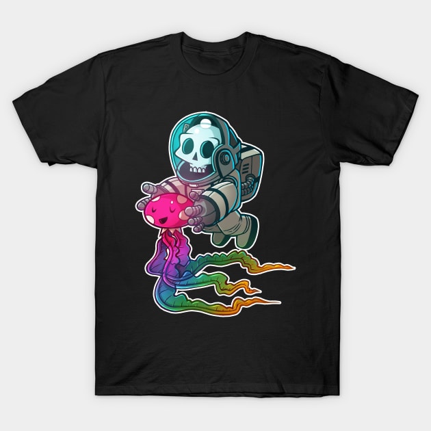 skull astronaut nr2 outline T-Shirt by RemcoBakker